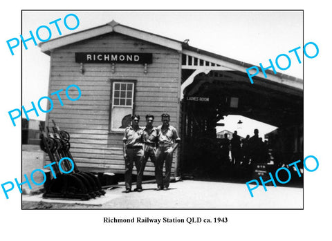 OLD LARGE PHOTO QUEENSLAND, RICHMOND RAILWAY STATION c1943