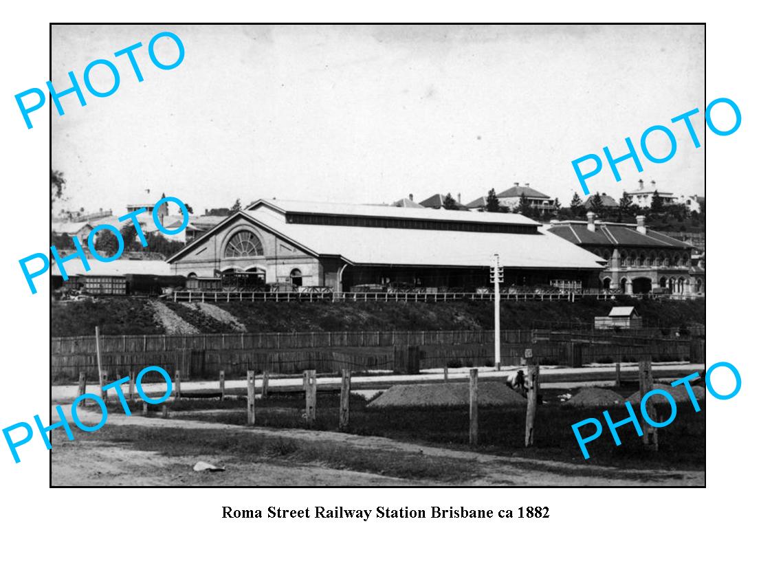 OLD LARGE PHOTO QUEENSLAND, BRISBANE ROMA STREET RAILWAY STATION c1882