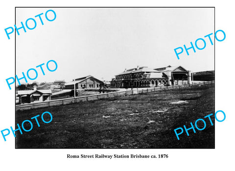 OLD LARGE PHOTO QUEENSLAND, BRISBANE ROMA STREET RAILWAY STATION c1876