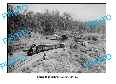 OLD LARGE PHOTO QUEENSLAND, SPRING BLUFF RAILWAY STATION c1891