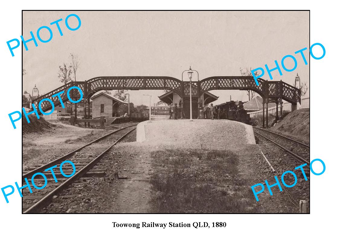 OLD LARGE PHOTO QUEENSLAND, TOOWONG RAILWAY STATION c1880