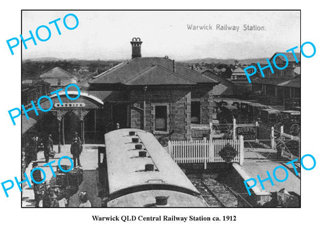 OLD LARGE PHOTO QUEENSLAND, WARWICK RAILWAY STATION c1912