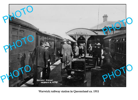 OLD LARGE PHOTO QUEENSLAND, WARWICK RAILWAY STATION c1911