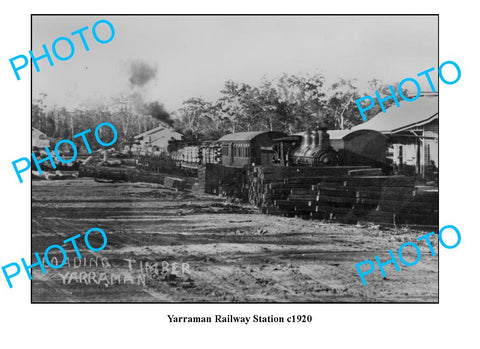 OLD LARGE PHOTO QUEENSLAND, YARRAMAN RAILWAY STATION c1920