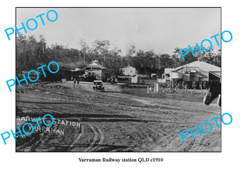 OLD LARGE PHOTO QUEENSLAND, YARRAMAN RAILWAY STATION c1910