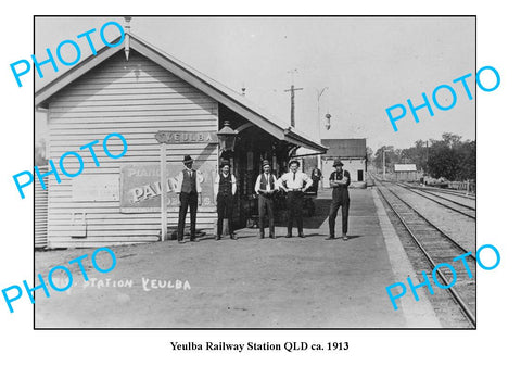 OLD LARGE PHOTO QUEENSLAND, YEULBA RAILWAY STATION c1913