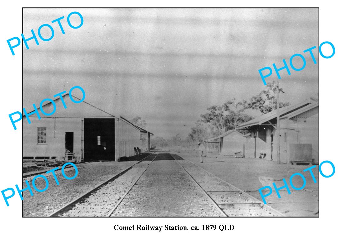 OLD LARGE PHOTO COMET RAILWAY STATION c1879 QLD