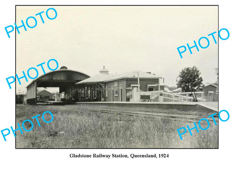 OLD LARGE PHOTO GLADSTONE RAILWAY STATION c1924 QLD.