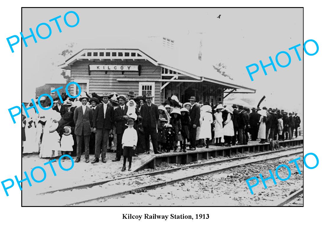 OLD LARGE PHOTO KILCOY RAILWAY STATION c1913 QLD.