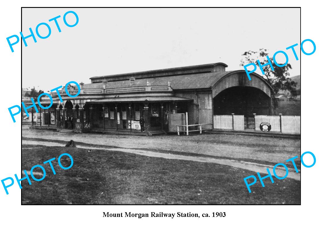 OLD LARGE PHOTO MOUNT MORGAN RAILWAY STATION c1903 QLD