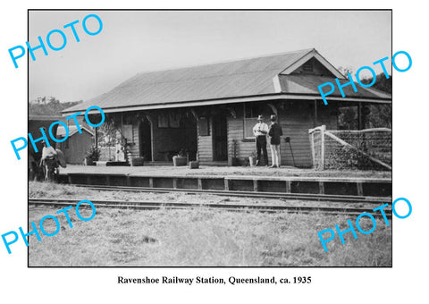 OLD LARGE PHOTO RAVENSHOE RAILWAY STATION c1935 QLD.