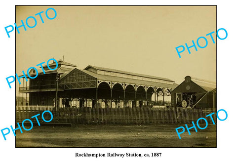 OLD LARGE PHOTO ROCKHAMPTON RAILWAY STATION c1887 QLD.