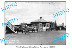 OLD LARGE PHOTO WARWICK RAILWAY STATION c1910 QLD