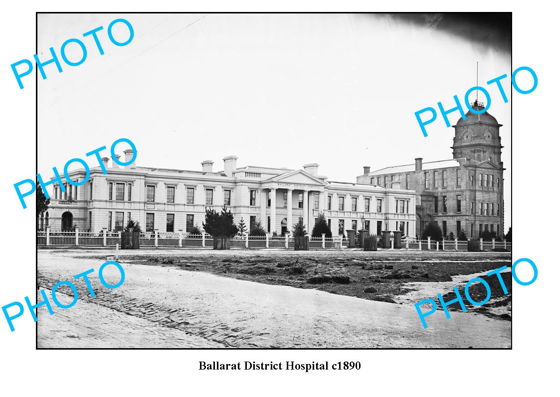 OLD LARGE PHOTO OF BALLARAT VICTORIA, BALLARAT DISTRICT HOSPITAL c1890