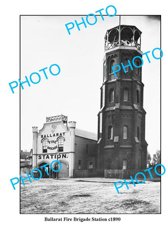 OLD LARGE PHOTO OF BALLARAT VICTORIA, BALLARAT FIRE BRIGADE STATION c1890