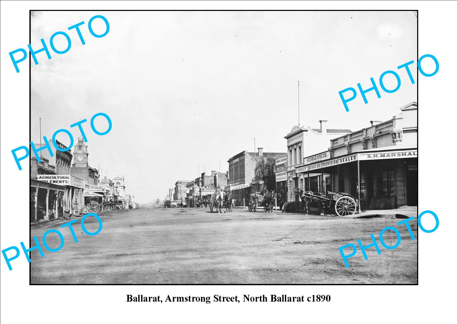 OLD LARGE PHOTO OF BALLARAT VICTORIA, ARMSTRONG STREET, Nth BALLARAT c1890