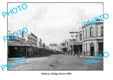 OLD LARGE PHOTO OF BALLARAT VICTORIA, BRIDGE STREET, c1890