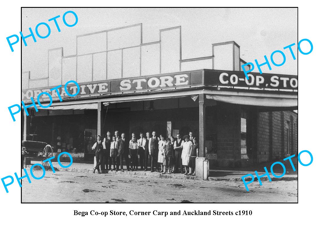 OLD LARGE PHOTO OF BEGA NSW, CO-OP STORE CARP STREET c1910