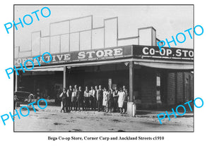 OLD LARGE PHOTO OF BEGA NSW, CO-OP STORE CARP STREET c1910