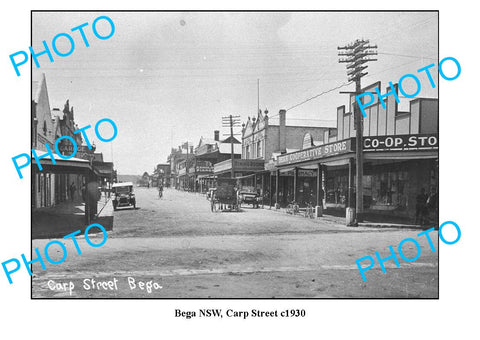 OLD LARGE PHOTO OF BEGA NSW, BEGA CARP STREET c1930