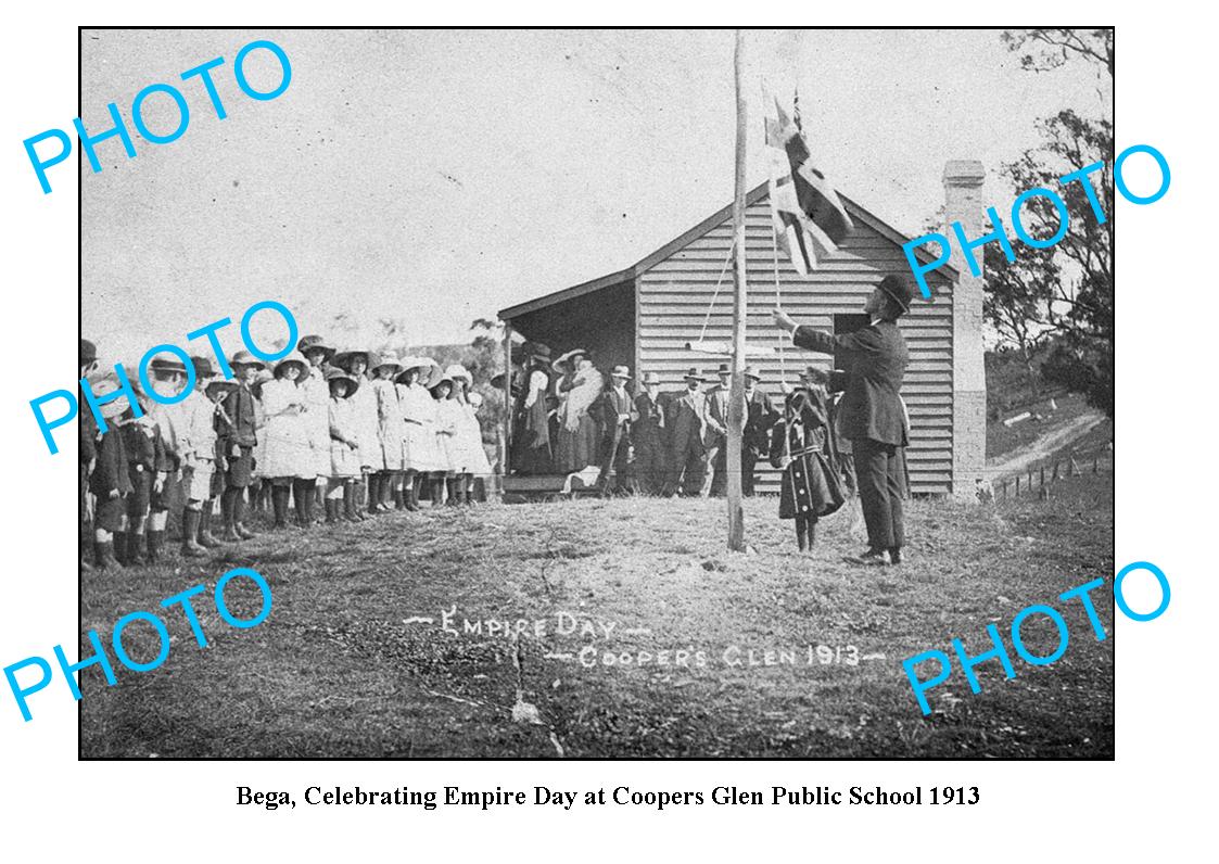 OLD LARGE PHOTO OF BEGA NSW, SCHOOL EMPIRE DAY c1913