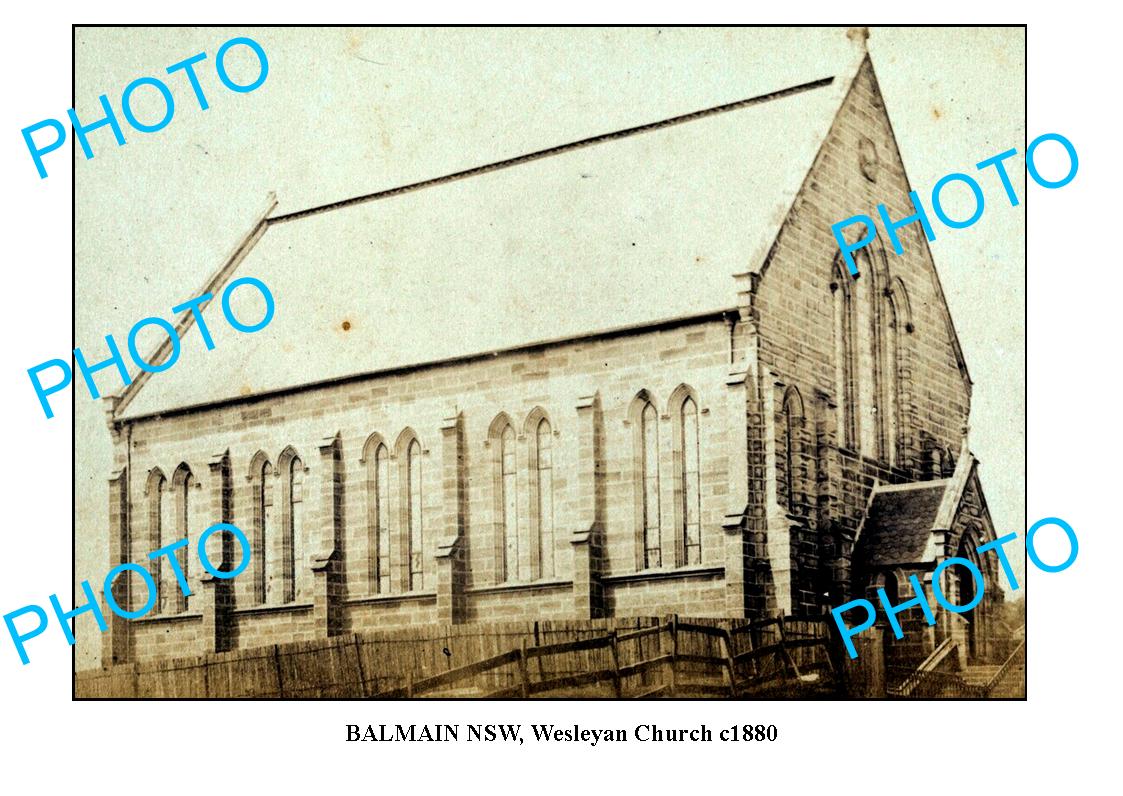 OLD LARGE PHOTO OF BALMAIN SYDNEY NSW, WESLEYAN CHURCH c1880