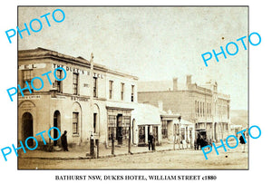 OLD LARGE PHOTO OF BATHURST NSW, DUKES HOTEL WILLIAM St c1880