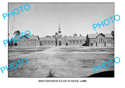 OLD LARGE PHOTO OF BEECHWORTH STATE SCHOOL c1880, VICTORIA