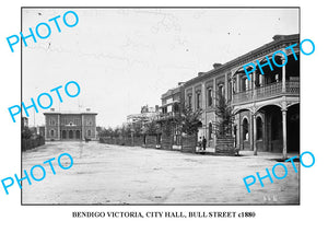 OLD LARGE PHOTO OF BENDIGO VICTORIA, CITY HALL, BULL St c1880