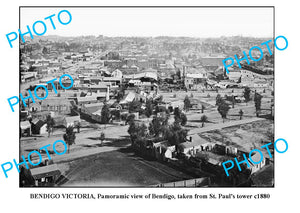 OLD LARGE PHOTO OF BENDIGO VICTORIA, PANORAMIC VIEW c1880 1