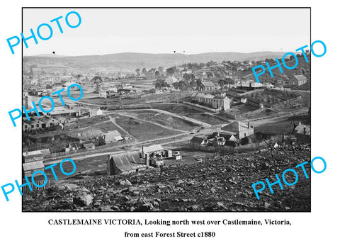 OLD LARGE PHOTO OF CASTLEMAINE VICTORIA, PANORAMA c1880