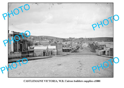 OLD LARGE PHOTO OF CASTLEMAINE VICTORIA, STREET SCENE c1880