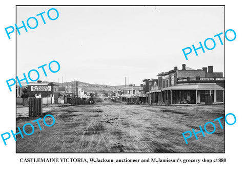 OLD LARGE PHOTO OF CASTLEMAINE VICTORIA, STREET SCENE c1880 1