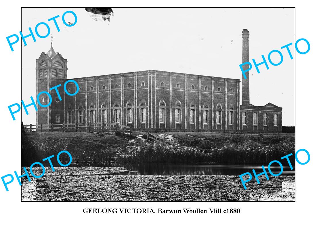 OLD LARGE PHOTO OF GEELONG VICTORIA, BARWON WOOL MILL c1880