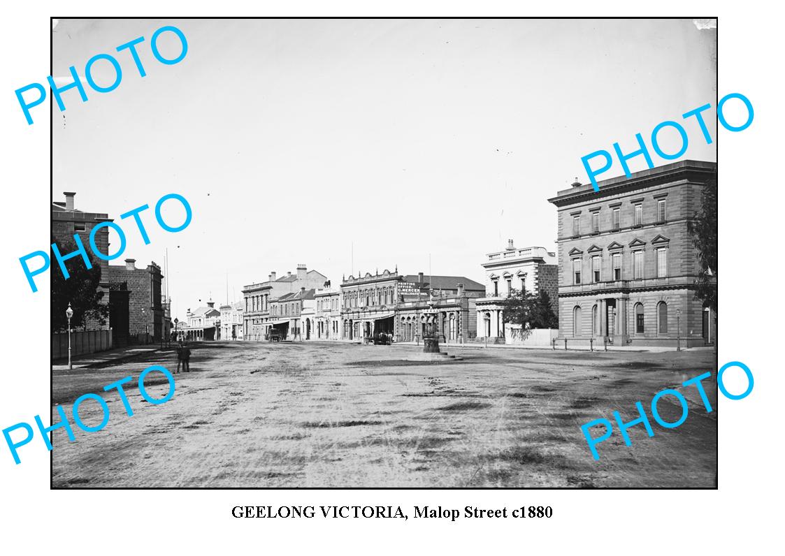 OLD LARGE PHOTO OF GEELONG VICTORIA, MALOP STREET c1880