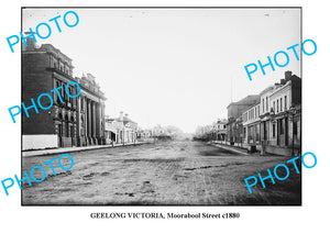 OLD LARGE PHOTO OF GEELONG VICTORIA, MOORABOOL STREET c1880