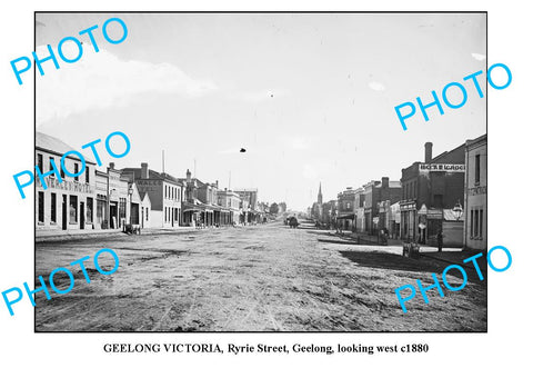 OLD LARGE PHOTO OF GEELONG VICTORIA, RYRIE STREET c1880