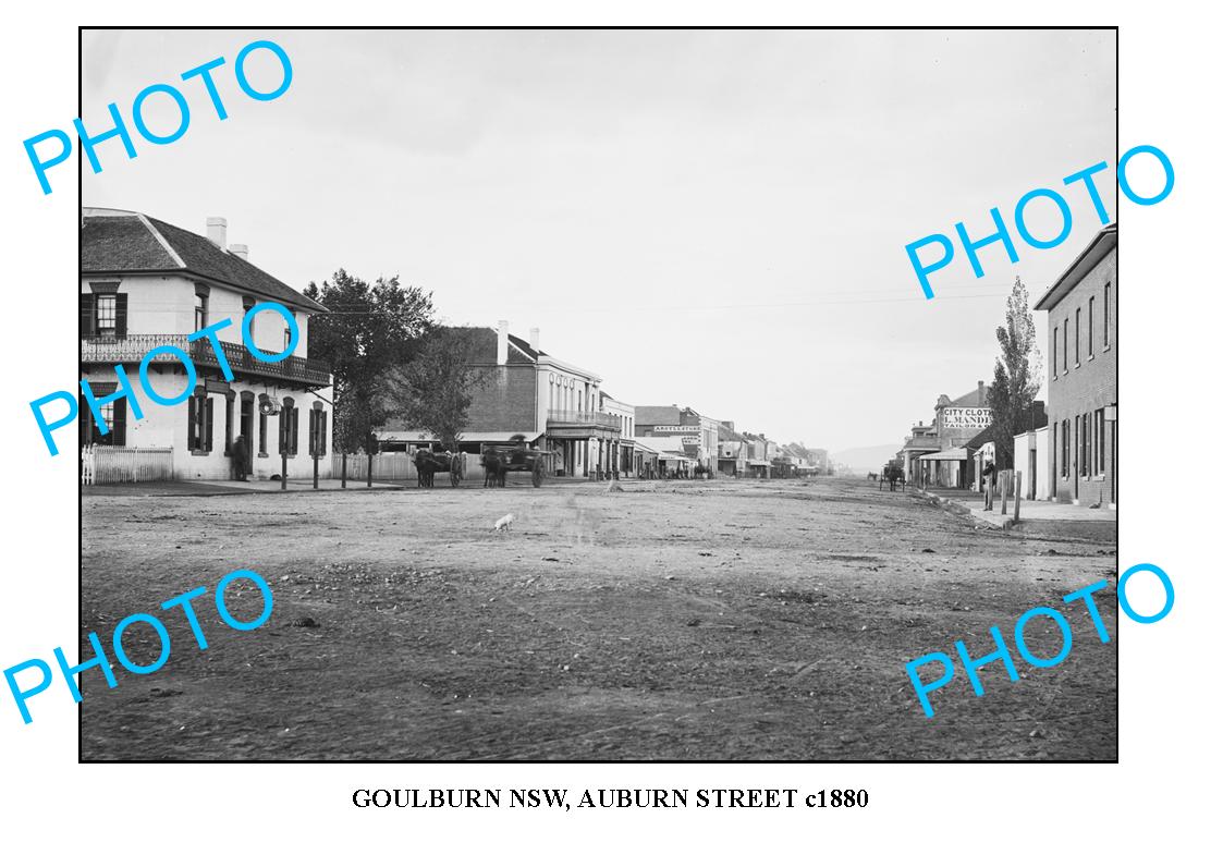 OLD LARGE PHOTO OF GOULBURN NSW, AUBURN STREET c1880 1