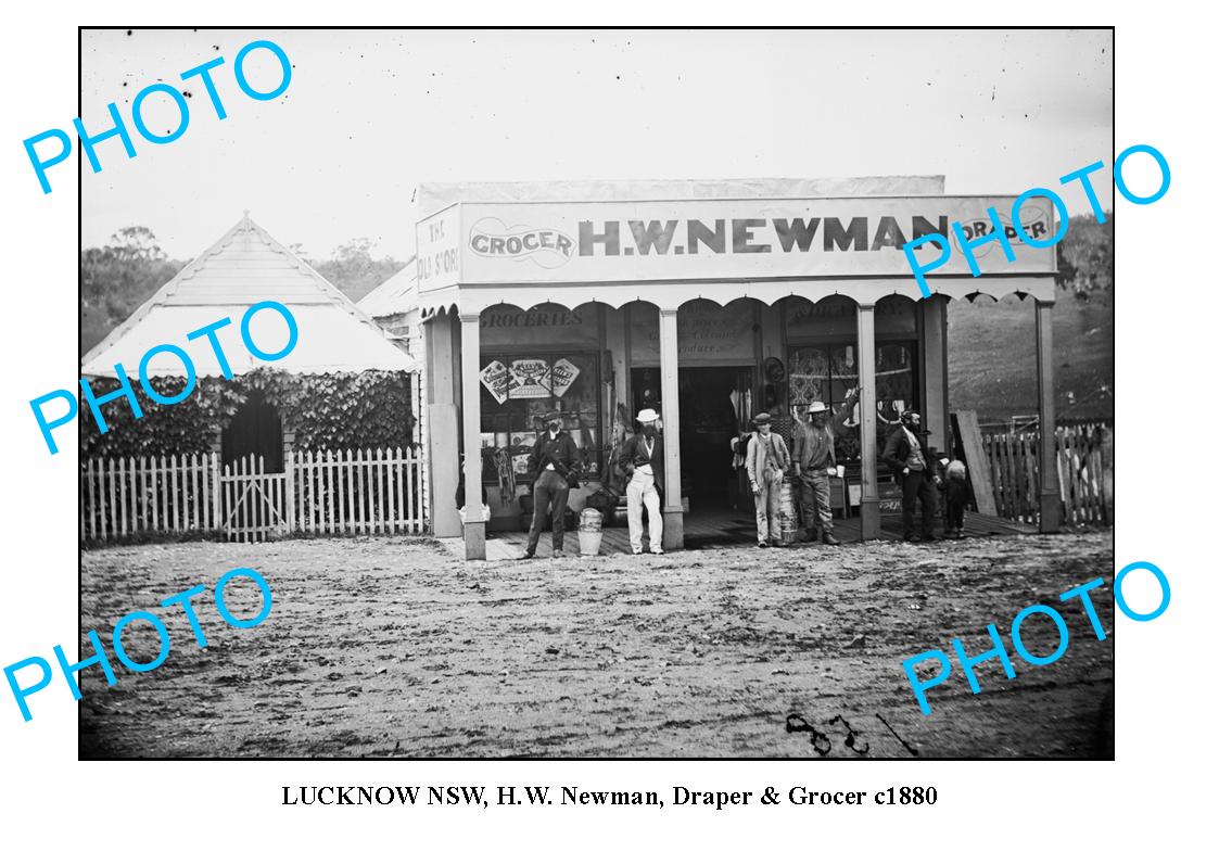 OLD LARGE PHOTO OF LUCKNOW NSW, DRAPER & GROCER c1880