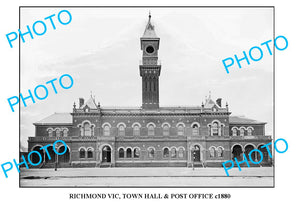 OLD LARGE PHOTO OF RICHMOND VICTORIA,TOWN HALL & POST OFFICE c1880