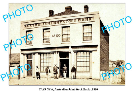 OLD LARGE PHOTO OF YASS NSW, AUSTRALIAN JOINT STOCK BANK c1880