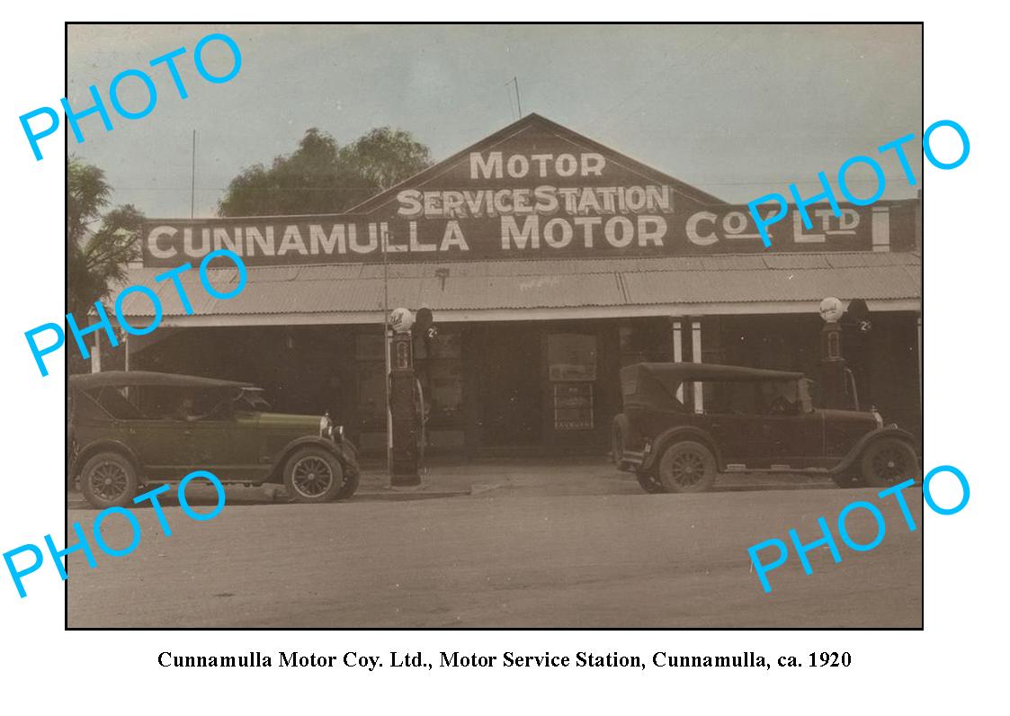 OLD LARGE PHOTO OF CUNNAMULLA SERVICE STATION QLD, SHELL PETROL BOWSER c1920
