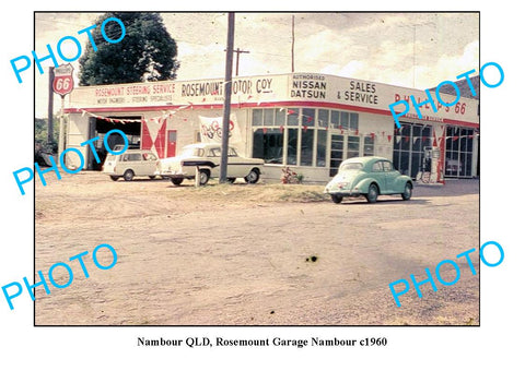 OLD LARGE PHOTO OF ROSEMOUNT GARAGE c1960 NAMBOUR QLD