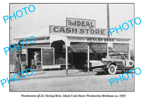 OLD LARGE PHOTO OF WOOLOOWIN CASH STORE, c1925 BRISBANE QLD