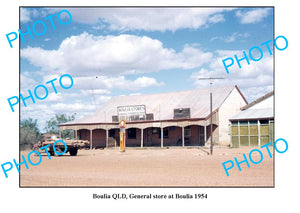 OLD LARGE PHOTO OF BOULIA GENERAL STORE QLD,c1954 SHELL PETROL BOWSER