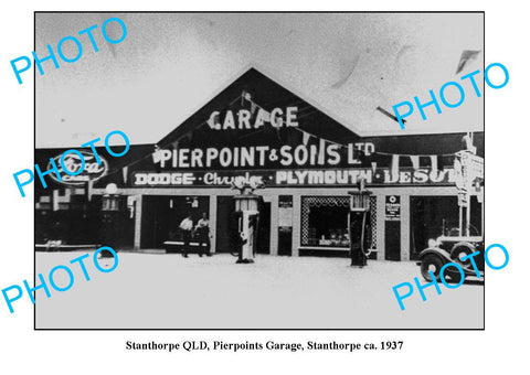 OLD LARGE PHOTO OF STANTHORPE PIERPOINT GARAGE c1937 QLD, PETROL BOWSER