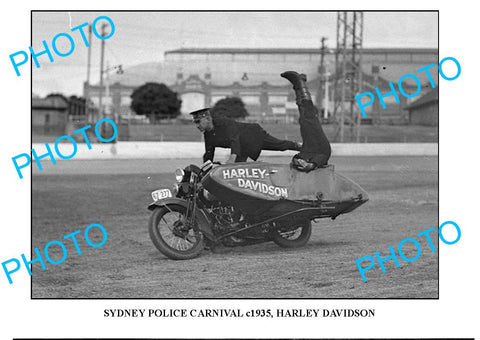 OLD LARGE PHOTO OF SYDNEY POLICE CARNIVAL, HARLEY DAVIDSON MOTORCYCLE c1935 2