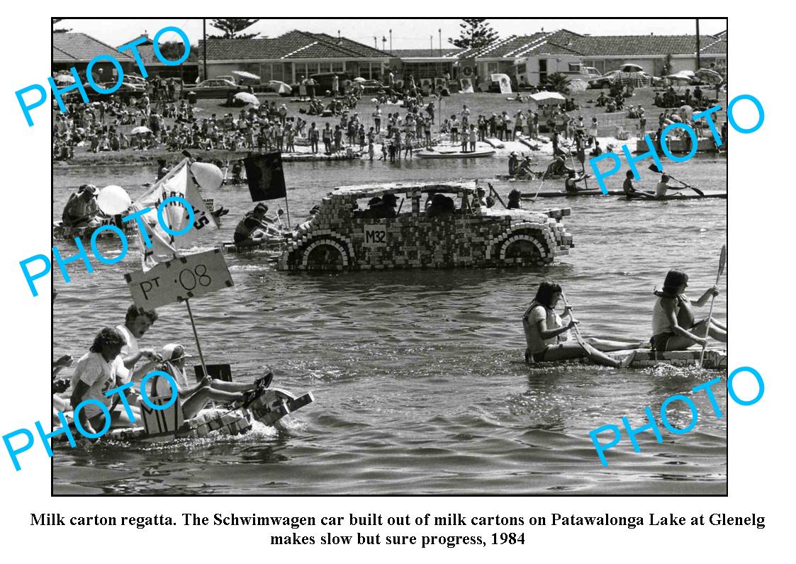 OLD LARGE PHOTO, 1984 GLENELG MILK CARTON REGATTA, ADELAIDE SOUTH AUSTRALIA