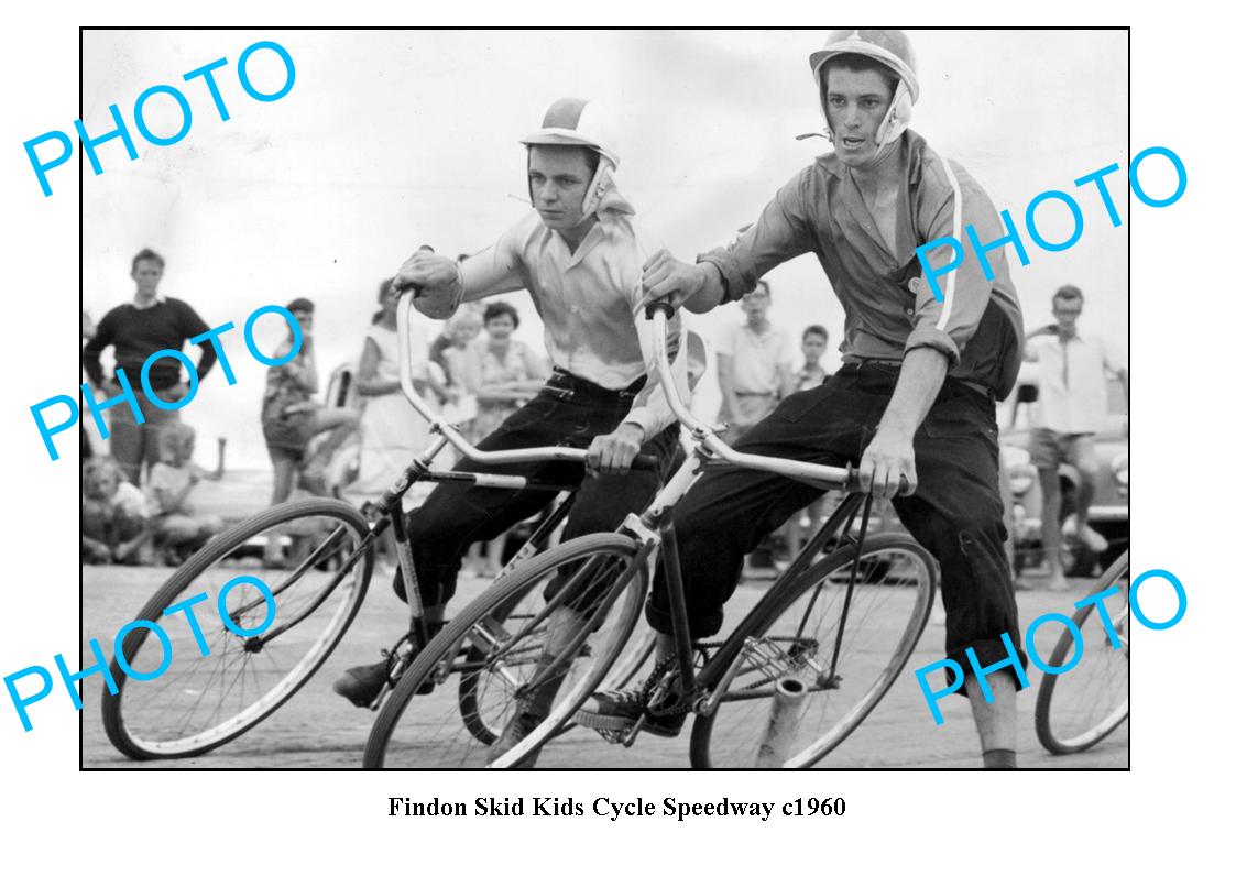 OLD LARGE PHOTO, FINDON SKID KIDS CYCLE SPEEDWAY 1960, ADELAIDE SOUTH AUSTRALIA