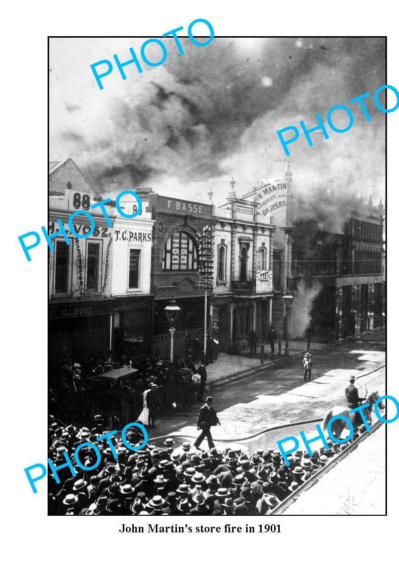 OLD LARGE PHOTO, THE JOHN MARTINS STORE FIRE 1901, ADELAIDE SOUTH AUSTRALIA